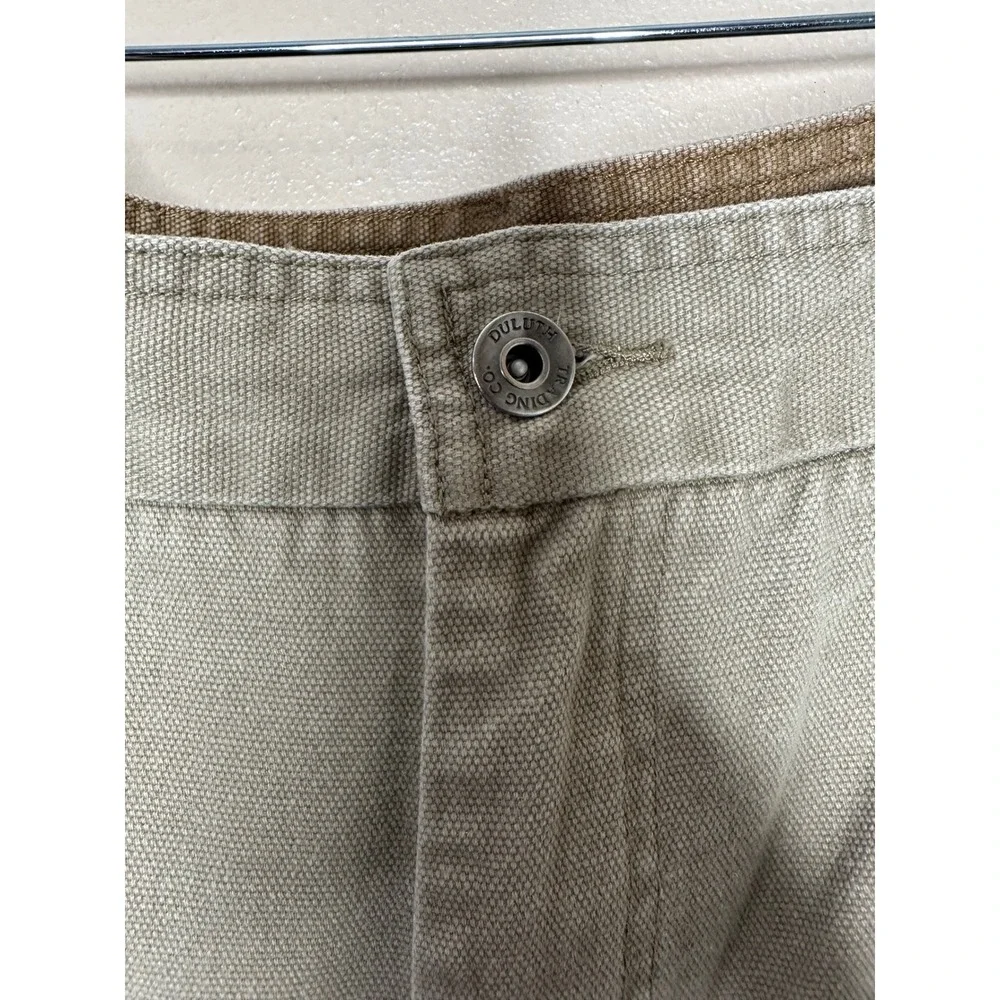 Duluth Trading Fire Hose Tan Canvas Work Pants Cargo Utility‎ 44x32 Heavy Duty